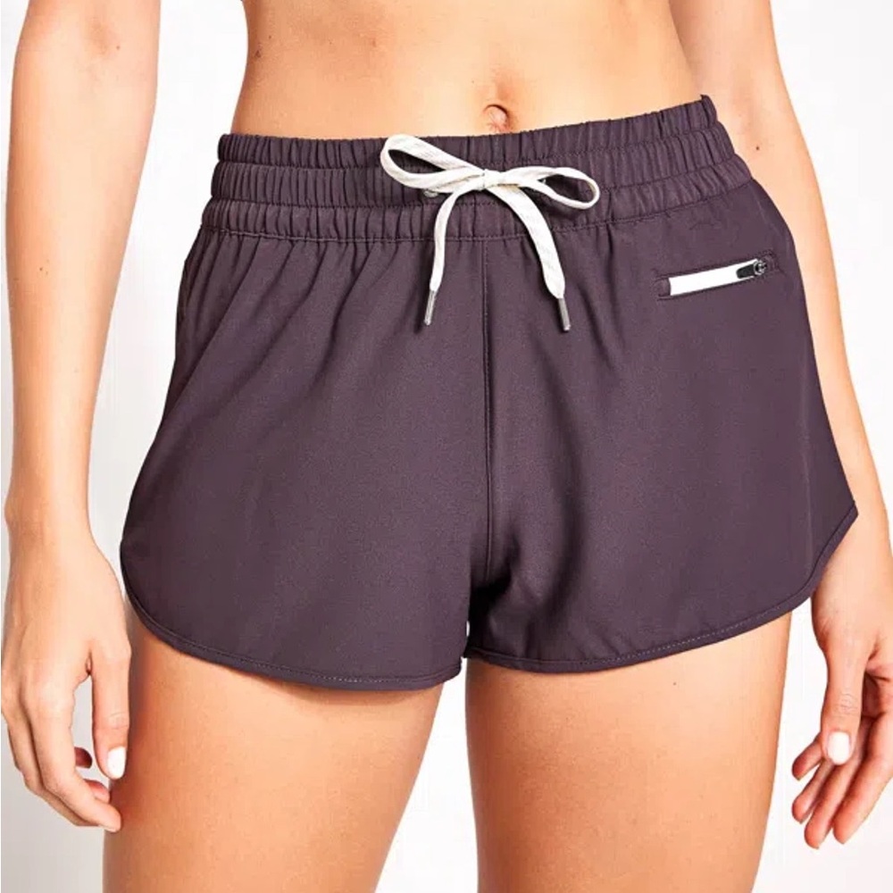 Vuori Women’s Clementine Short 2.0 running athletic shorts brown espresso purple